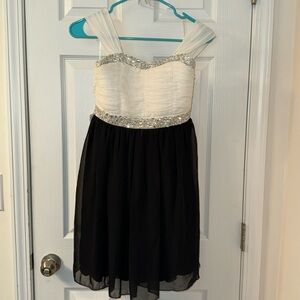 Tween semi formal black and white dress with rhinestones